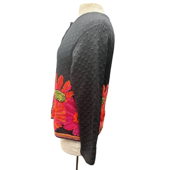 Handmade Susan Bristol Flower Knit Sweater | Bold Cottagecore Statement Cardigan - Picture 5 of 12